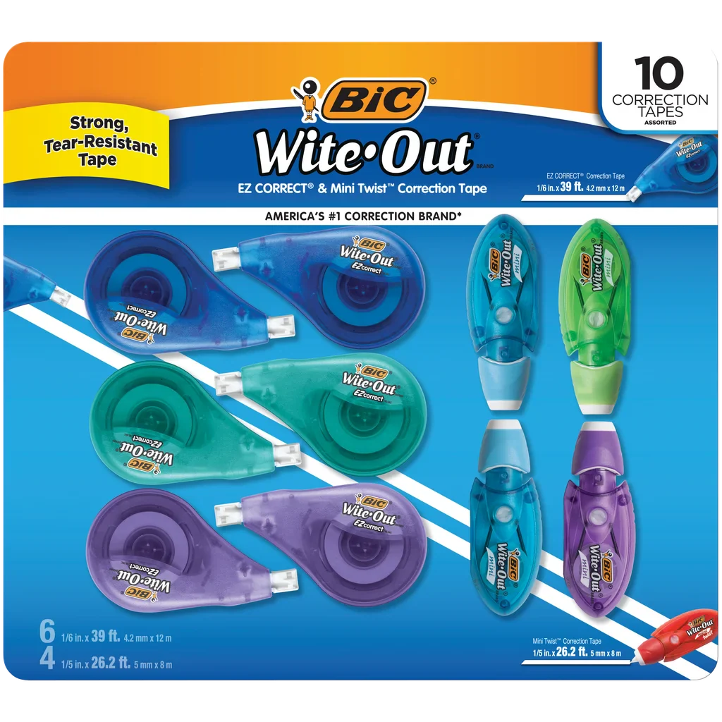 BIC Wite-Out Correction Tape, Variety Pack, 10-count